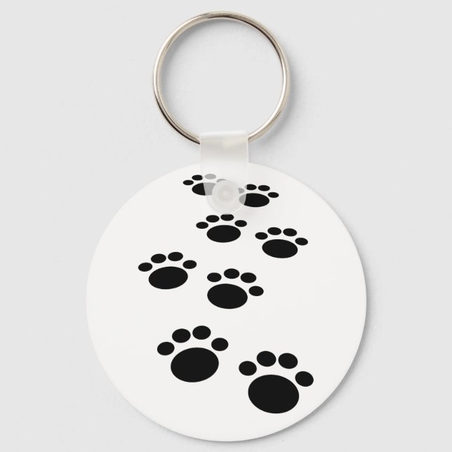 Cute Cartoon Pet Paw Trail Keychain (Front)