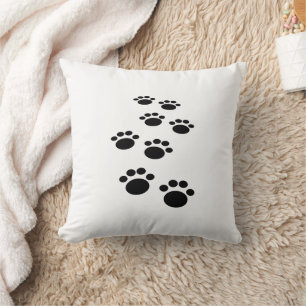Cute Cartoon Pet Paw Trail Throw Pillow