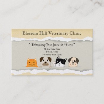 Cute Cartoon Pets Veterinarian Business Card by PetsandVets at Zazzle