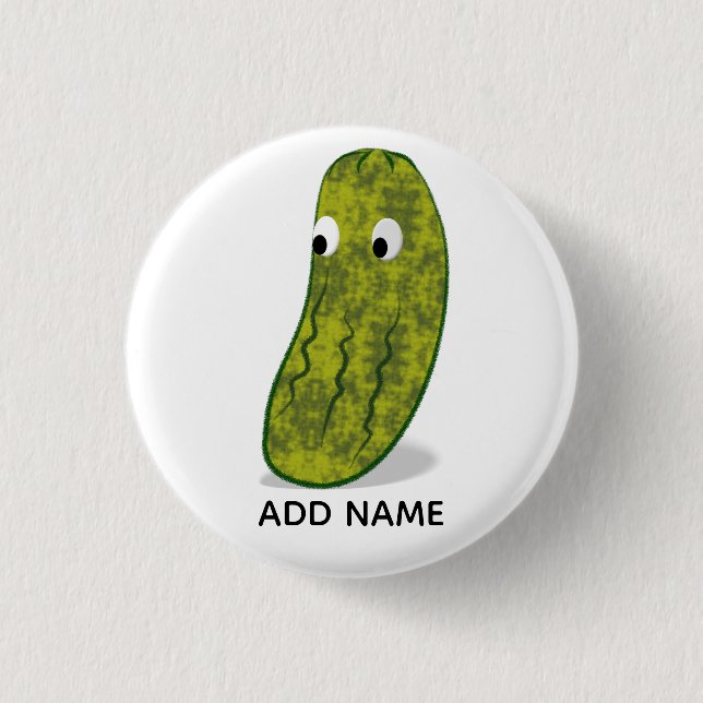 Cute Cartoon Pickle Drawing Button (Front)