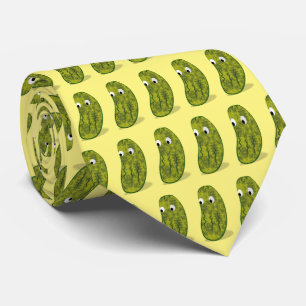 Cute Cartoon Pickle Drawing Neck Tie