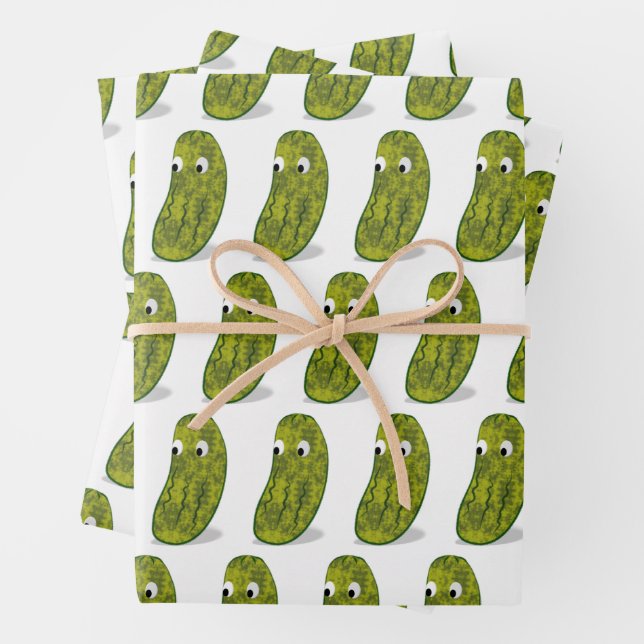 Cute Cartoon Pickle Drawing Wrapping Paper Sheets (In situ)