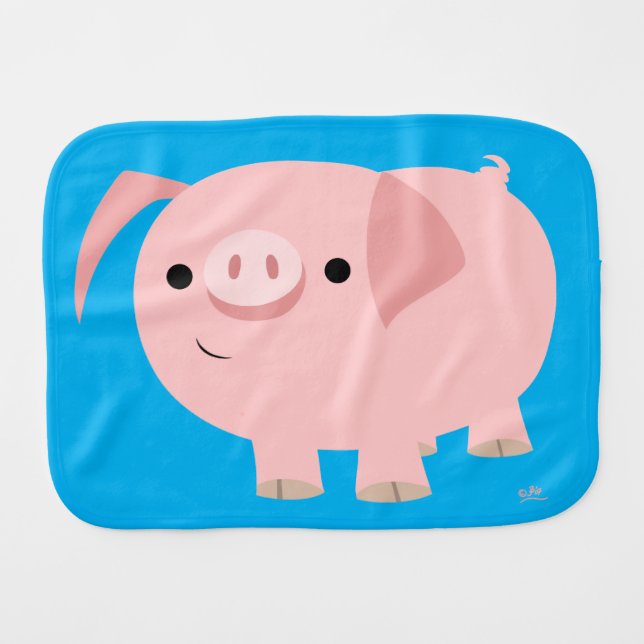 Cute Cartoon Pig Burp Cloth (Front Horizontal)