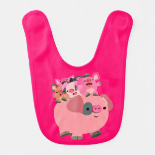 Cute Cartoon Pig Carrying Piglets Baby Bib