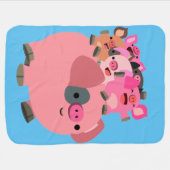 Cute Cartoon Pig Carrying Piglets Baby Blanket (Horizontal)