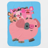 Cute Cartoon Pig Carrying Piglets Baby Blanket (Front)
