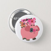 Cute Cartoon Pig Carrying Piglets Button (Front & Back)