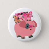 Cute Cartoon Pig Carrying Piglets Button (Front)