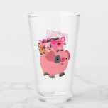 Cute Cartoon Pig Carrying Piglets Glass