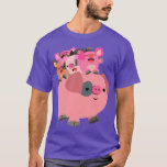 Cute Cartoon Pig Carrying Piglets T-Shirt