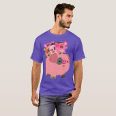 Cute Cartoon Pig Carrying Piglets T-Shirt (Front Full)