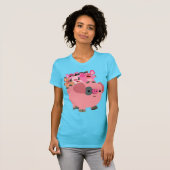 Cute Cartoon Pig Carrying Piglets Women's T-Shirt (Front Full)