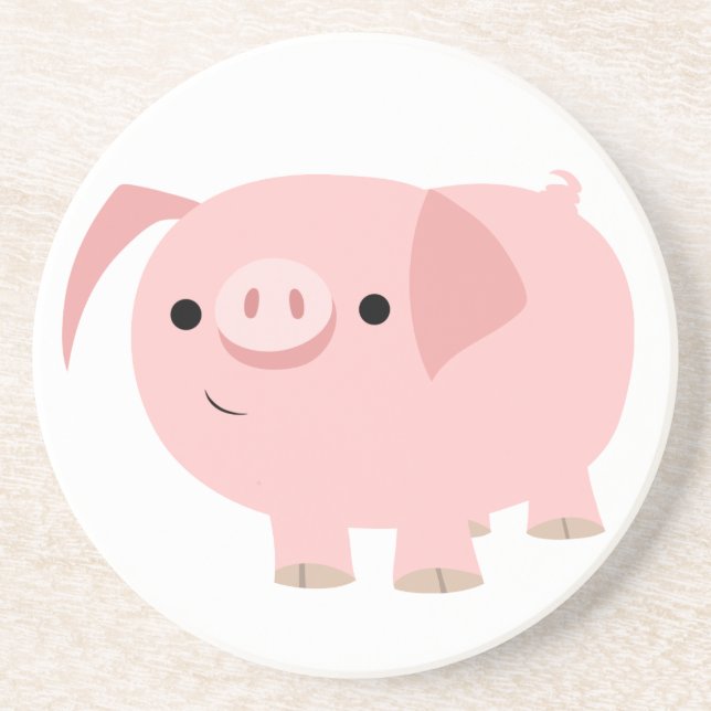 Cute Cartoon Pig Coaster (Front)