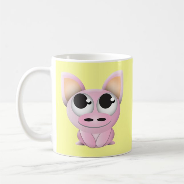 Cute Cartoon Pig Coffee Mug (Left)