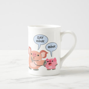 Cute Cartoon Pig Doctor and Patient Bone China Mug