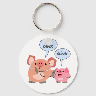 Cute Cartoon Pig Doctor and Patient Keychain