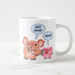 Cute Cartoon Pig Doctor and Patient Large Coffee Mug