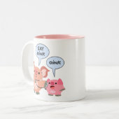 Cute Cartoon Pig Doctor and Patient Two-Tone Coffee Mug (Front Left)
