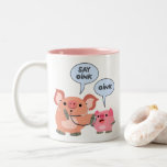 Cute Cartoon Pig Doctor and Patient Two-Tone Coffee Mug