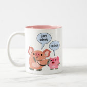 Cute Cartoon Pig Doctor and Patient Two-Tone Coffee Mug (Left)