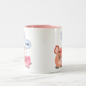 Cute Cartoon Pig Doctor and Patient Two-Tone Coffee Mug (Center)