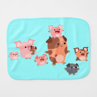 Cute Cartoon Pig Family Burp Cloth