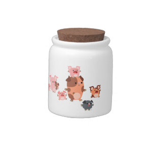 Cute Cartoon Pig Family Candy Jar