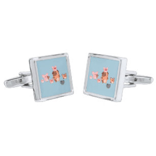 Cute Cartoon Pig Family Cufflinks