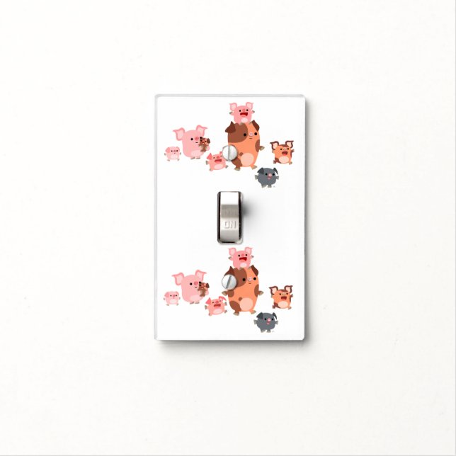 Cute Cartoon Pig Family Light Switch Cover (In Situ)