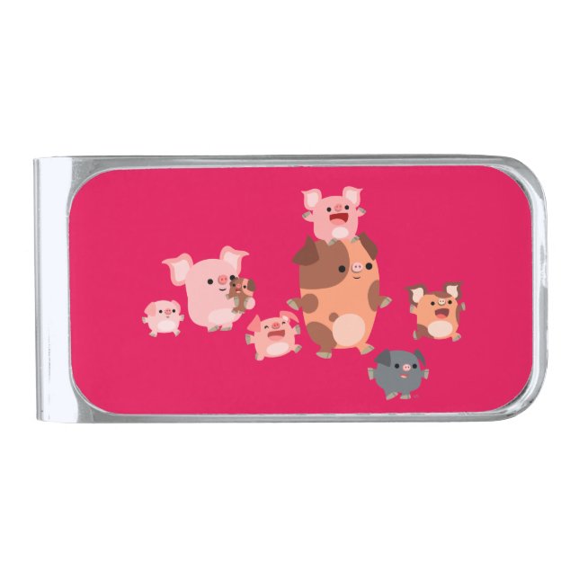 Cute Cartoon Pig Family Money Clip (Front)