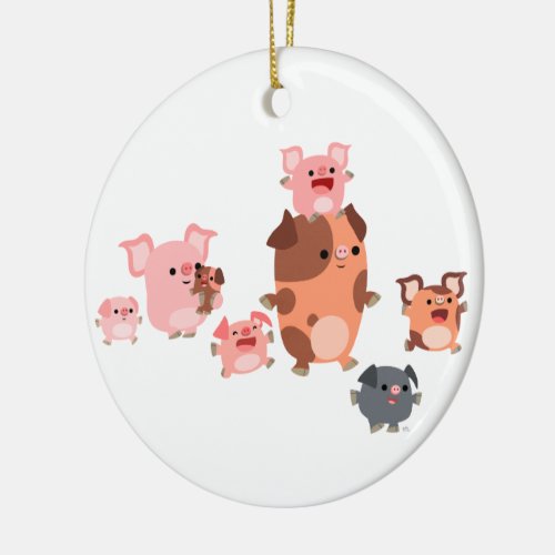 Cute Cartoon Pig Family Ornament
