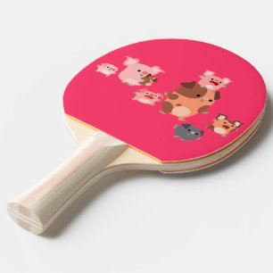 Cute Cartoon Pig Family Ping Pong Paddle