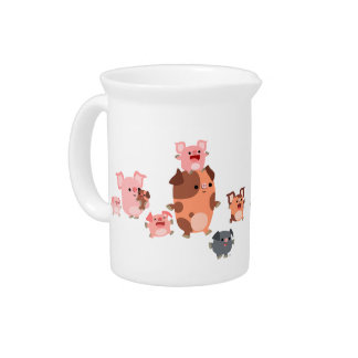 Cute Cartoon Pig Family Pitcher