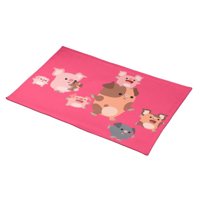 Cute Cartoon Pig Family Placemat (On Table)