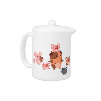 Cute Cartoon Pig Family Teapot
