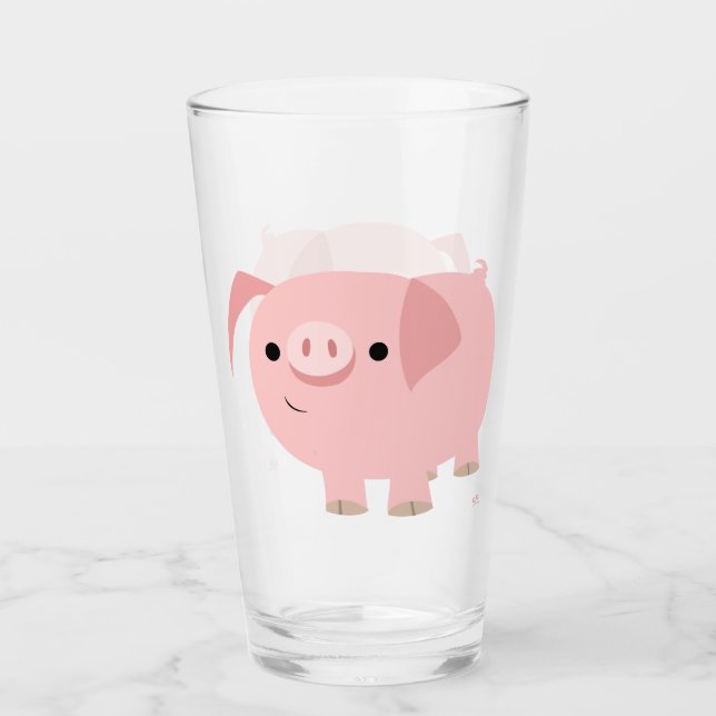 Cute Cartoon Pig Glass (Front)