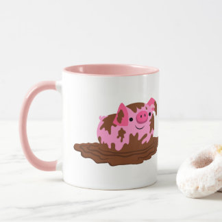 Cute Cartoon Pig in The Mud Mug