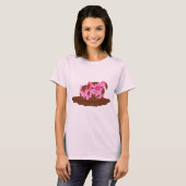 Cute Cartoon Pig in The Mud Women's T-Shirt (Front Full)