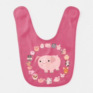 Cute Cartoon Pig Mandala Baby Bib