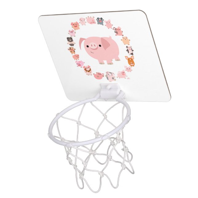 Cute Cartoon Pig Mandala Basketball Hoop (Above)