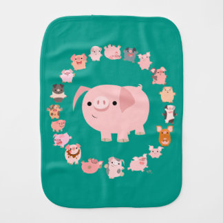 Cute Cartoon Pig Mandala Burp Cloth