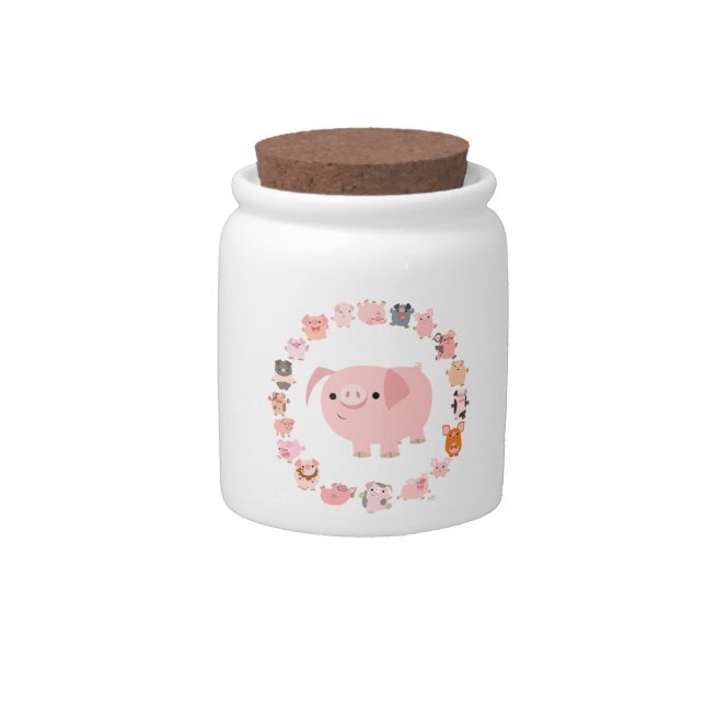 Cute Cartoon Pig Mandala Candy Jar (Front)