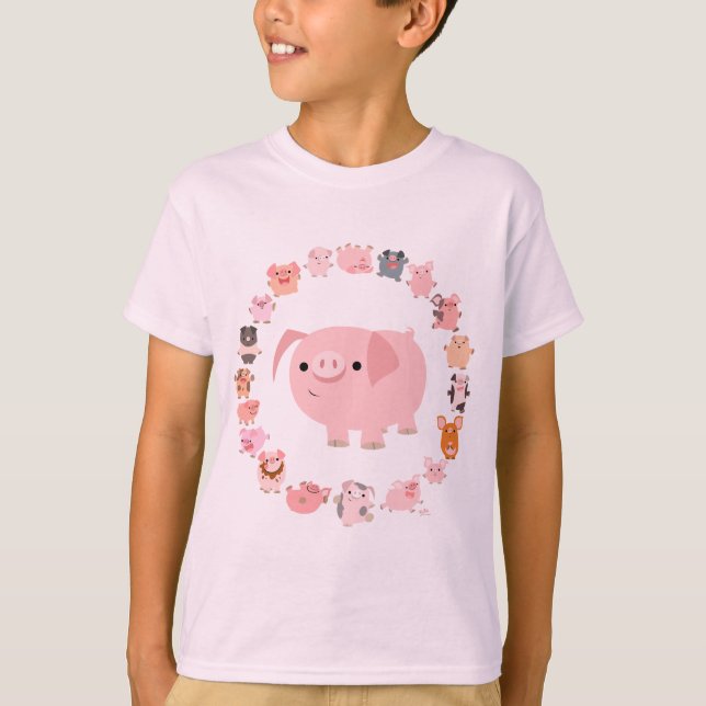 Cute Cartoon Pig Mandala Children T-shirt front (Front)