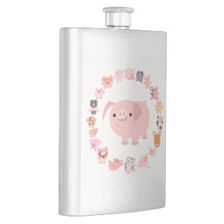 Cute Cartoon Pig Mandala Classic Flask