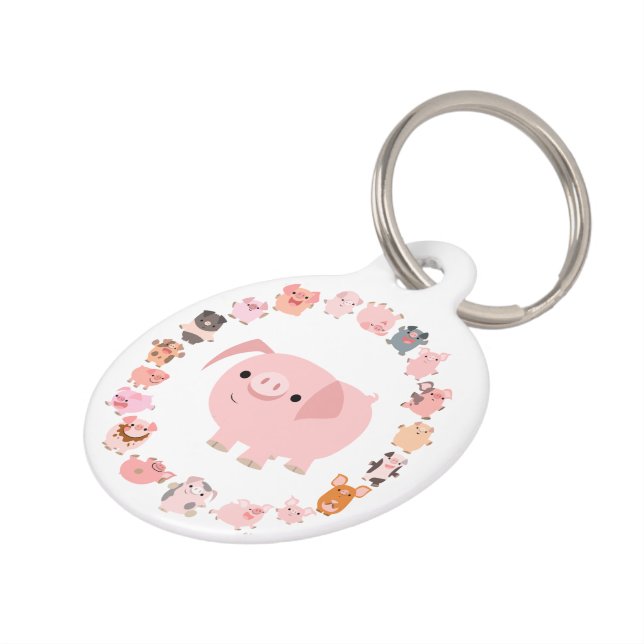 Cute Cartoon Pig Mandala Dog Tag (Side)