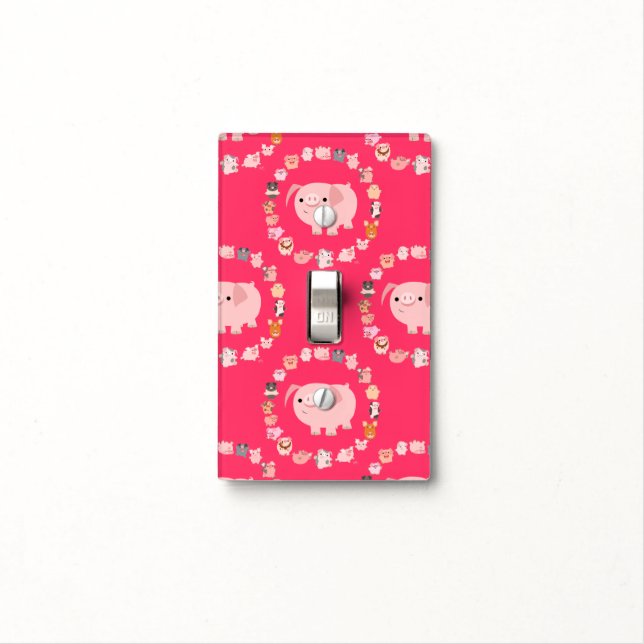 Cute Cartoon Pig Mandala Light Switch Cover (In Situ)