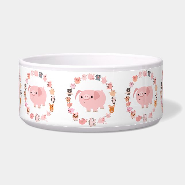 Cute Cartoon Pig Mandala Pet Bowl (Front)