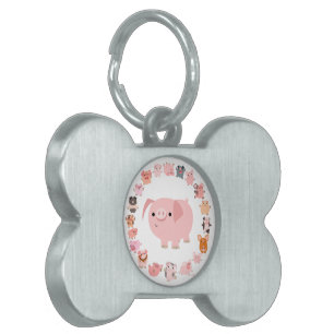 Cute Cartoon Pig Mandala Pet Tag