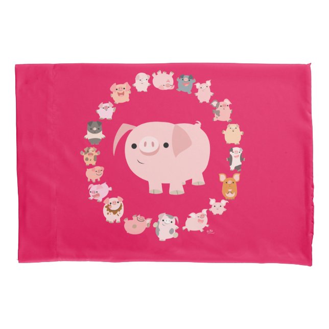 Cute Cartoon Pig Mandala Pillow Case (Front)