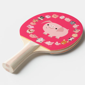Cute Cartoon Pig Mandala Ping Pong Paddle